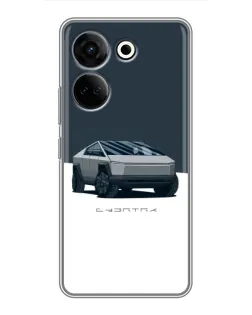 Чохол для TECNO Camon 20 Pro з картинкою «Сріблястий Cybertruck Tesla»
