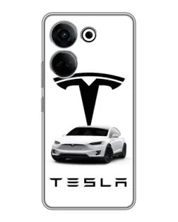 Чохол для TECNO Camon 20 Pro з картинкою «Tesla White Style»