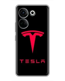 Чохол для TECNO Camon 20 Pro з картинкою «Tesla Red Logo»