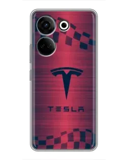 Чохол для TECNO Camon 20 Pro з картинкою «Тесла червоний карбон»