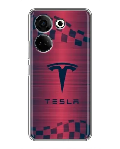Чохол для TECNO Camon 20 Pro з картинкою «Тесла червоний карбон» Чохол для TECNO Camon 20 Pro з картинкою «Тесла червоний карбон»