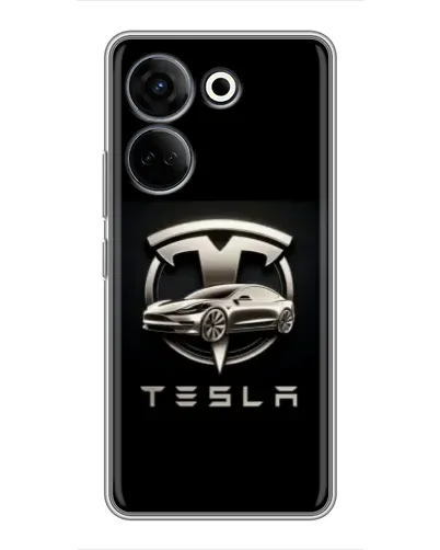 Чохол для TECNO Camon 20 Pro з картинкою «Tesla — срібне авто» Чохол для TECNO Camon 20 Pro з картинкою «Tesla — срібне авто»