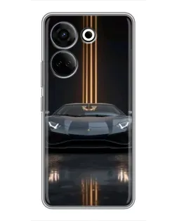 Чохол для TECNO Camon 20 Pro з картинкою «Lamborghini золоті лінії»