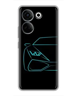 Чехол для TECNO Camon 20 Pro с картинкой «Голубой силуэт Lamborghini»