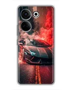 Чехол для TECNO Camon 20 Pro с картинкой «Lamborghini красный дым»