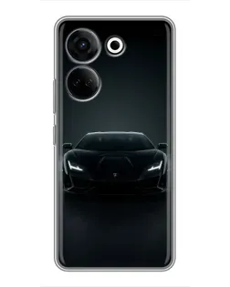 Чехол для TECNO Camon 20 Pro с картинкой «Черный Lamborghini Aventador»