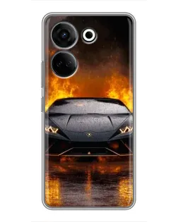 Чехол для TECNO Camon 20 Pro с картинкой «Lamborghini в огне»