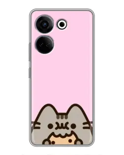 Чехол для TECNO Camon 20 Pro с картинкой «Pusheen и печенье»
