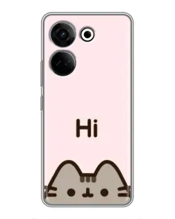 Чехол для TECNO Camon 20 Pro с картинкой «Пушин говорит Hi»