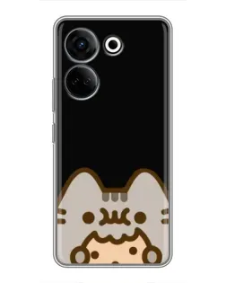 Чехол для TECNO Camon 20 Pro с картинкой «Пушин на черном»
