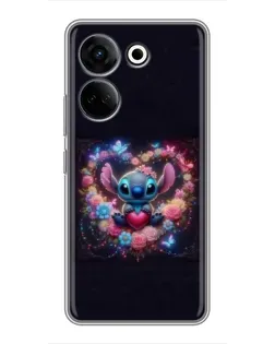Чохол для TECNO Camon 20 Pro з картинкою «Stitch у квітах»