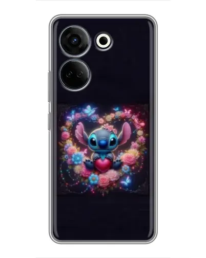 Чохол для TECNO Camon 20 Pro з картинкою «Stitch у квітах»