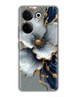 Чохол для TECNO Camon 20 Pro з картинкою «Біла квітка та золотий флюїд» Чохол для TECNO Camon 20 Pro з картинкою «Біла квітка та золотий флюїд»