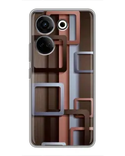Чохол для TECNO Camon 20 Pro з картинкою «Коричневі об'ємні квадрати»