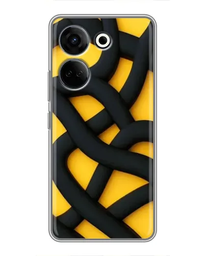 Чохол для TECNO Camon 20 Pro з картинкою «Чорне жовте переплетення»