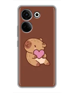 Чехол для TECNO Camon 20 Pro с картинкой «Капибара с сердцем»