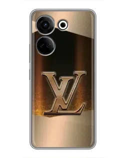 Чохол для TECNO Camon 20 з картинкою «LV — золоте сяйво»