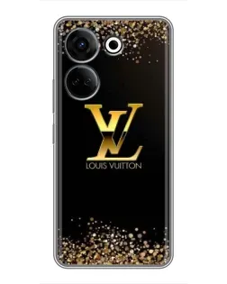 Чохол для TECNO Camon 20 з картинкою «LV — золоті іскри»