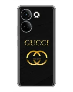 Чохол для TECNO Camon 20 з картинкою «Золотий логотип Gucci»