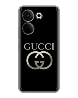 Чохол для TECNO Camon 20 з картинкою «Gucci — золото на чорному»