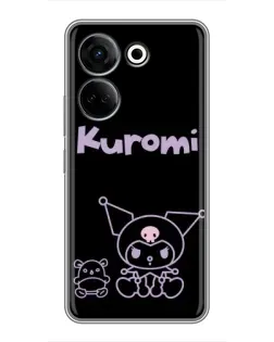 Чохол для TECNO Camon 20 з картинкою «Kuromi — чорний мінімалізм»