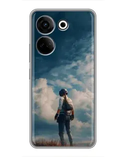 Чохол для TECNO Camon 20 з картинкою «Герой PUBG на скелі» Чохол для TECNO Camon 20 з картинкою «Герой PUBG на скелі»