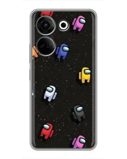 Чохол для TECNO Camon 20 з картинкою «Космічний патерн Among Us»