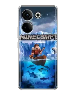 Чехол для TECNO Camon 20 с картинкой «Minecraft ледяной мир»