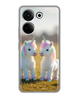 Чехол для TECNO Camon 20 с картинкой «Пара единорогов»