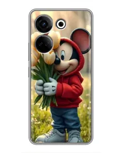 Чехол для TECNO Camon 20 с картинкой «Микки с тюльпанами» Чехол для TECNO Camon 20 с картинкой «Микки с тюльпанами»