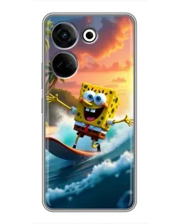 Чохол для TECNO Camon 20 з картинкою «Губка Боб серфінгіст»