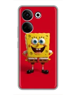 Чохол для TECNO Camon 20 з картинкою «Спанч Боб на червоному»
