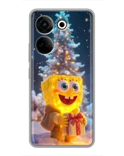 Чохол для TECNO Camon 20 з картинкою «Різдвяний Спанч Боб»