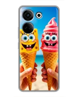 Чохол для TECNO Camon 20 з картинкою «Спанч Боб морозиво»