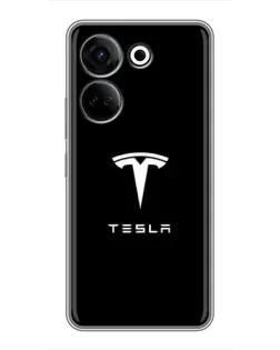 Чохол для TECNO Camon 20 з картинкою «Tesla White Logo»