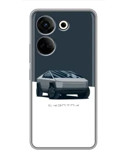Чохол для TECNO Camon 20 з картинкою «Сріблястий Cybertruck Tesla»