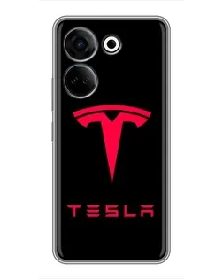 Чохол для TECNO Camon 20 з картинкою «Tesla Red Logo»