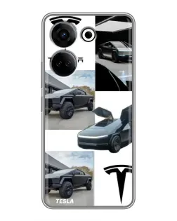 Чохол для TECNO Camon 20 з картинкою «Колаж Cybertruck Tesla»