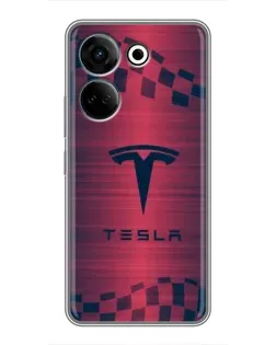 Чохол для TECNO Camon 20 з картинкою «Тесла червоний карбон»