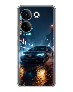 Чохол для TECNO Camon 20 з картинкою «Нічне місто та Audi»