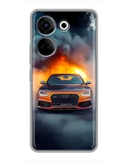 Чохол для TECNO Camon 20 з картинкою «Audi у вогняному диму»
