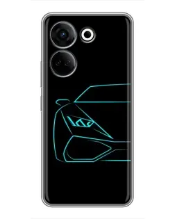 Чохол для TECNO Camon 20 з картинкою «Блакитний силует Lamborghini»