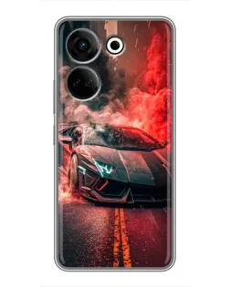 Чохол для TECNO Camon 20 з картинкою «Lamborghini червоний дим»
