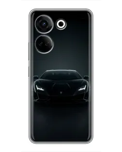 Чохол для TECNO Camon 20 з картинкою «Чорний Lamborghini Aventador»