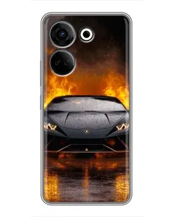 Чохол для TECNO Camon 20 з картинкою «Lamborghini у вогні»