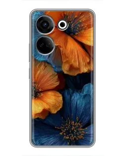 Чохол для TECNO Camon 20 з картинкою «Яскрава синьо-помаранчева флора» Чохол для TECNO Camon 20 з картинкою «Яскрава синьо-помаранчева флора»