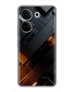 Чохол для TECNO Camon 20 з картинкою «Чорні геометричні блоки»