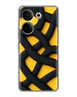 Чохол для TECNO Camon 20 з картинкою «Чорне жовте переплетення»