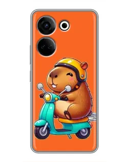 Чохол для TECNO Camon 20 з картинкою «Капібара на скутері»