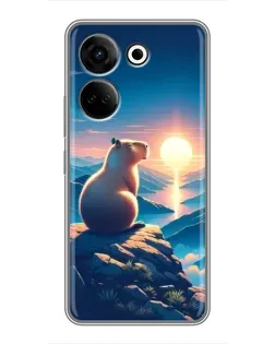 Чохол для TECNO Camon 20 з картинкою «Захід сонця з капібарою»